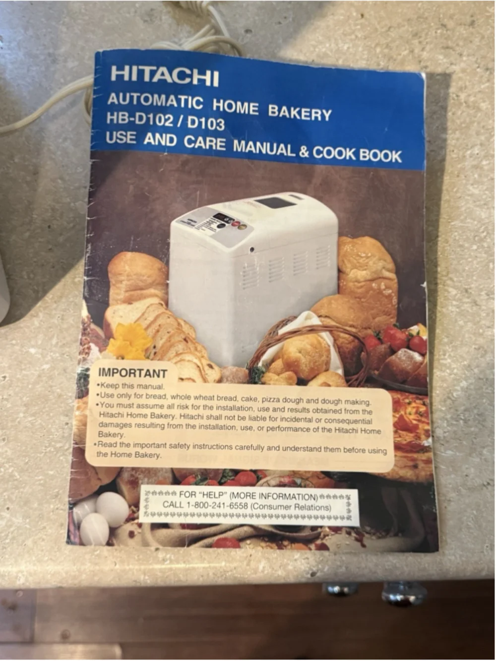 HITACHI Automatic Home Bakery BREAD Cake MAKER MACHINE Manual Pan Paddle HB-D102